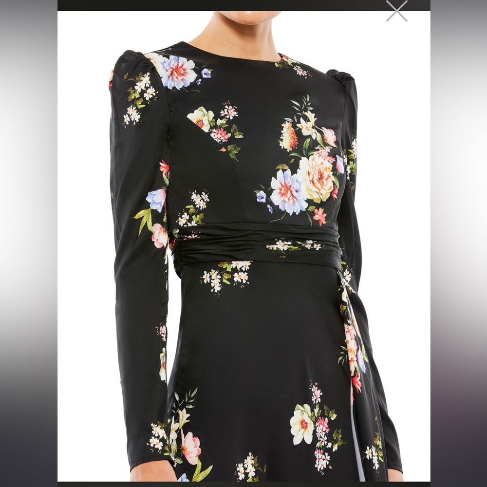 Ieena for Mac Duggal Floral Empire Waist Jewel Neck - Picture 4 of 8
